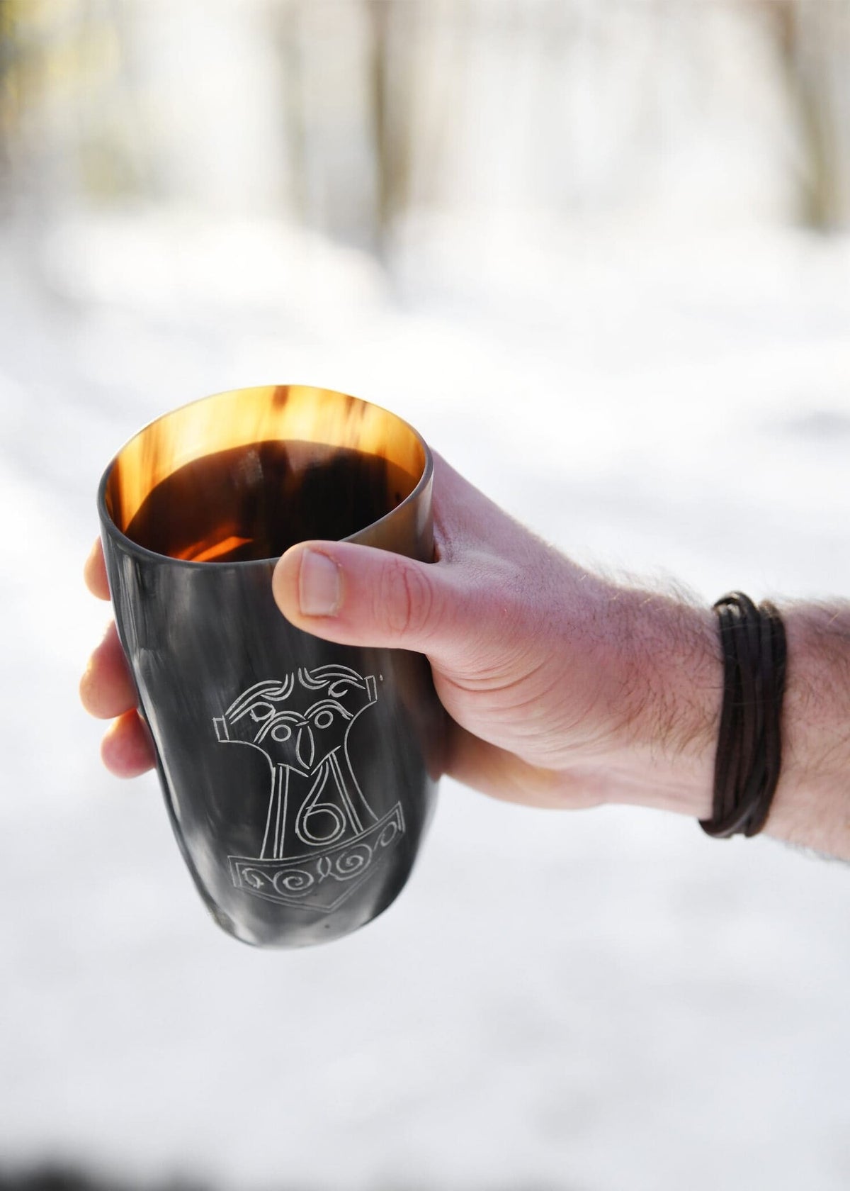 Horn drinking cup Mjolnir, 100-200 ml