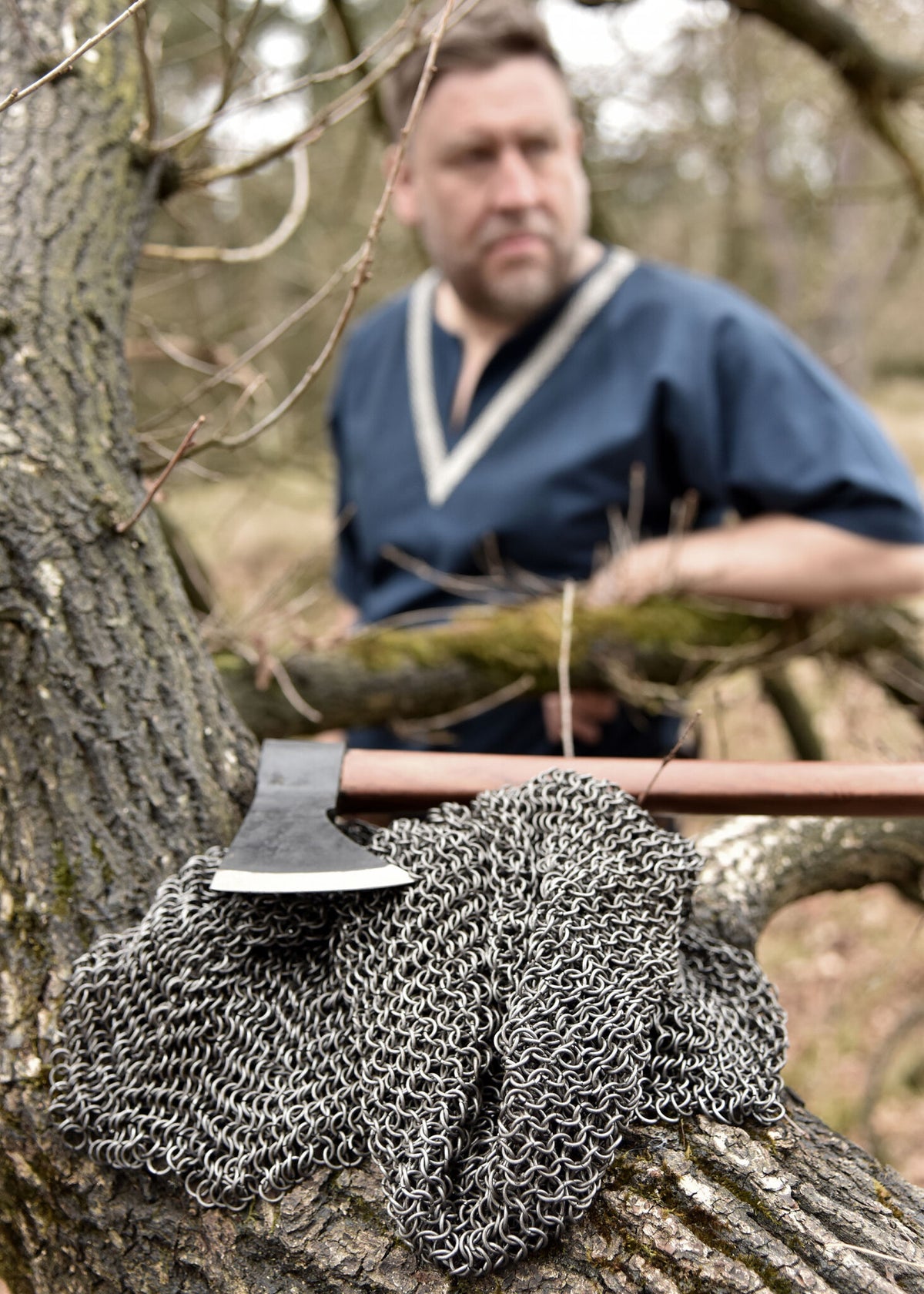 Chainmail coif with square neck, untreated, 8 mm