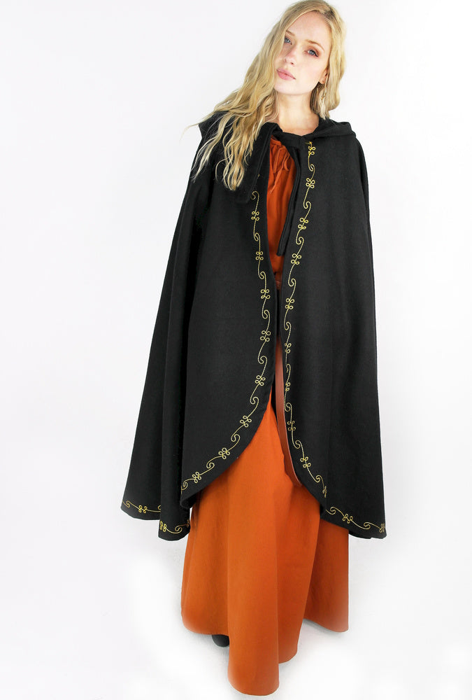Cloak Ceridwen, black, wool blend