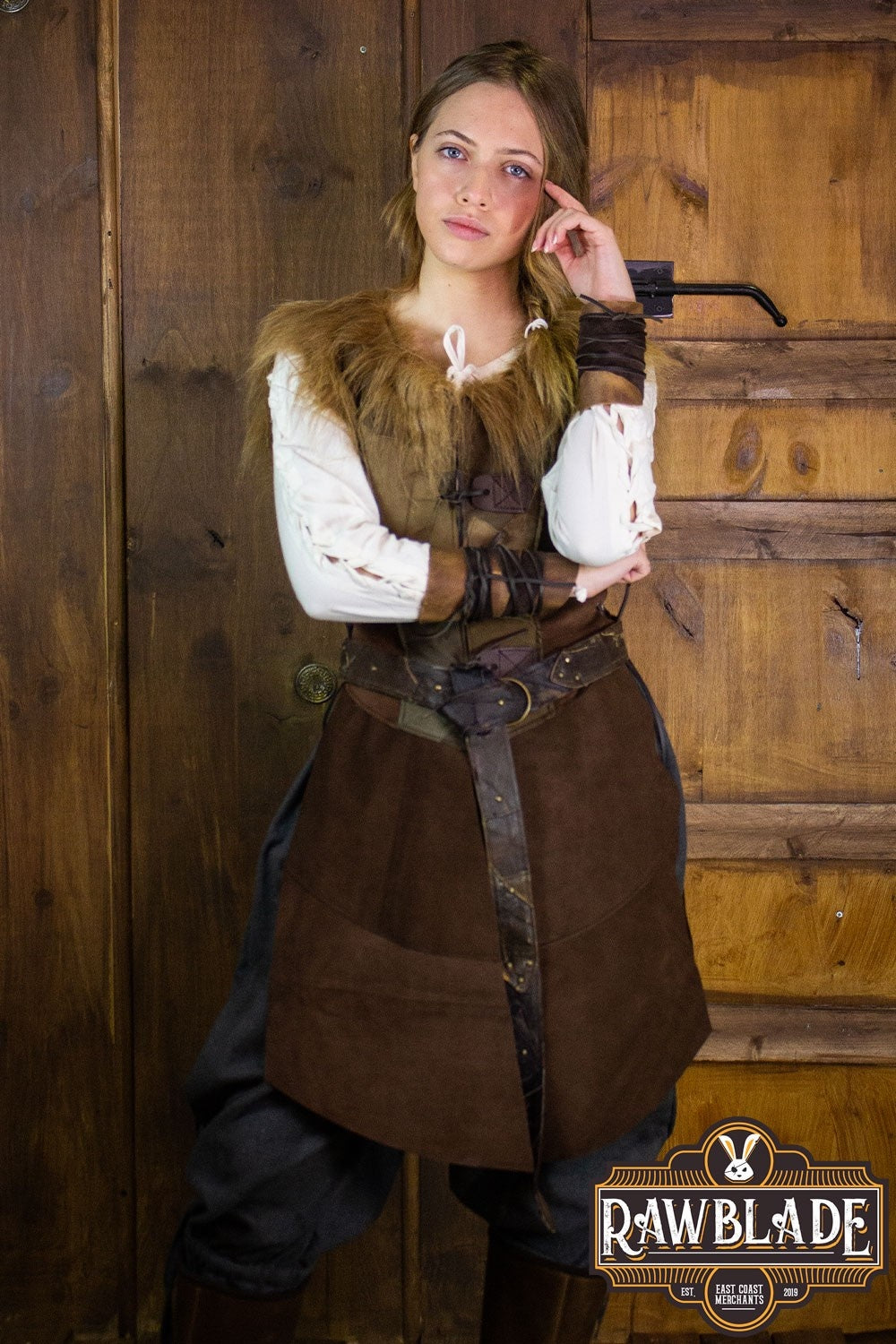 Falcon Woman Leather Jerkin, brown