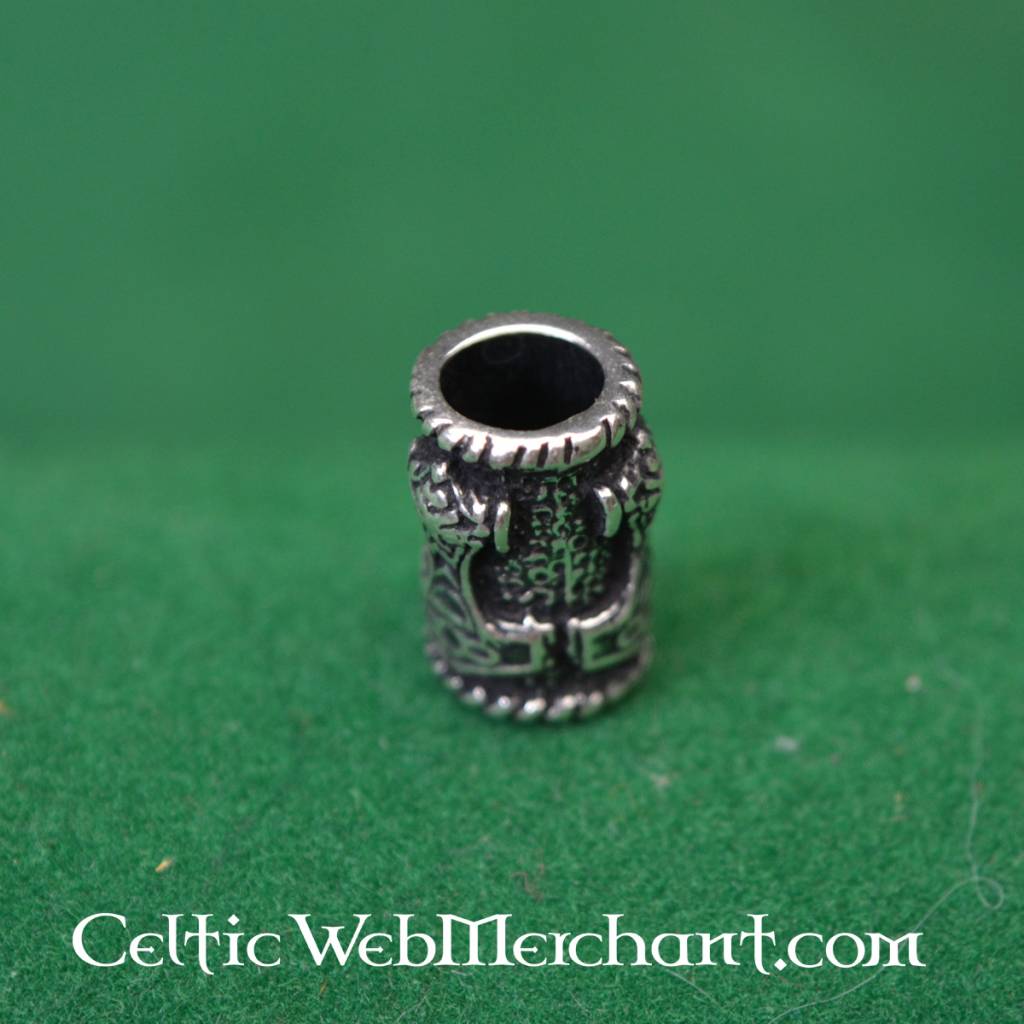 Beard bead with Thor's hammer, silver