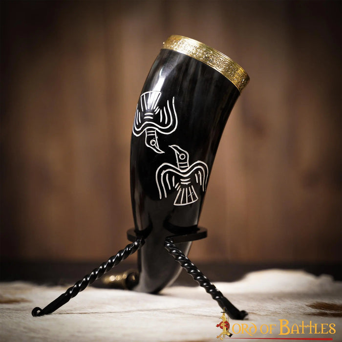 Engraved Odin drinking horn, 300-500 ml
