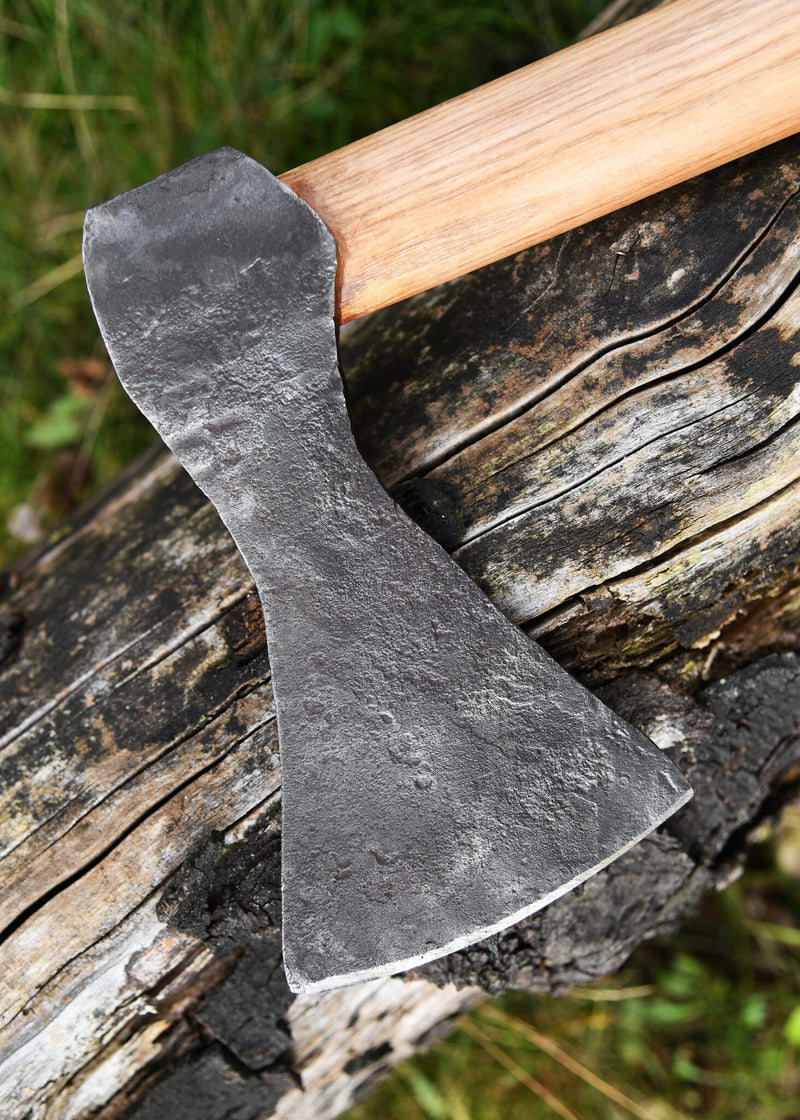 Hacha vikinga de acero forjado a mano, tipo A, semi-afilada