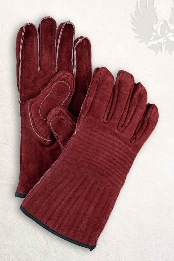 Leather gloves Clemens, burgundy