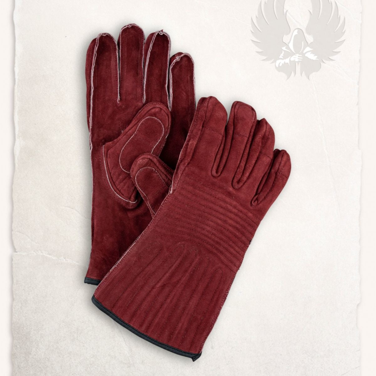 Leather gloves Clemens, burgundy