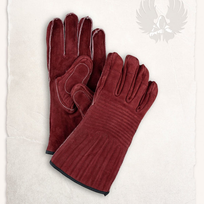 Leather gloves Clemens, burgundy