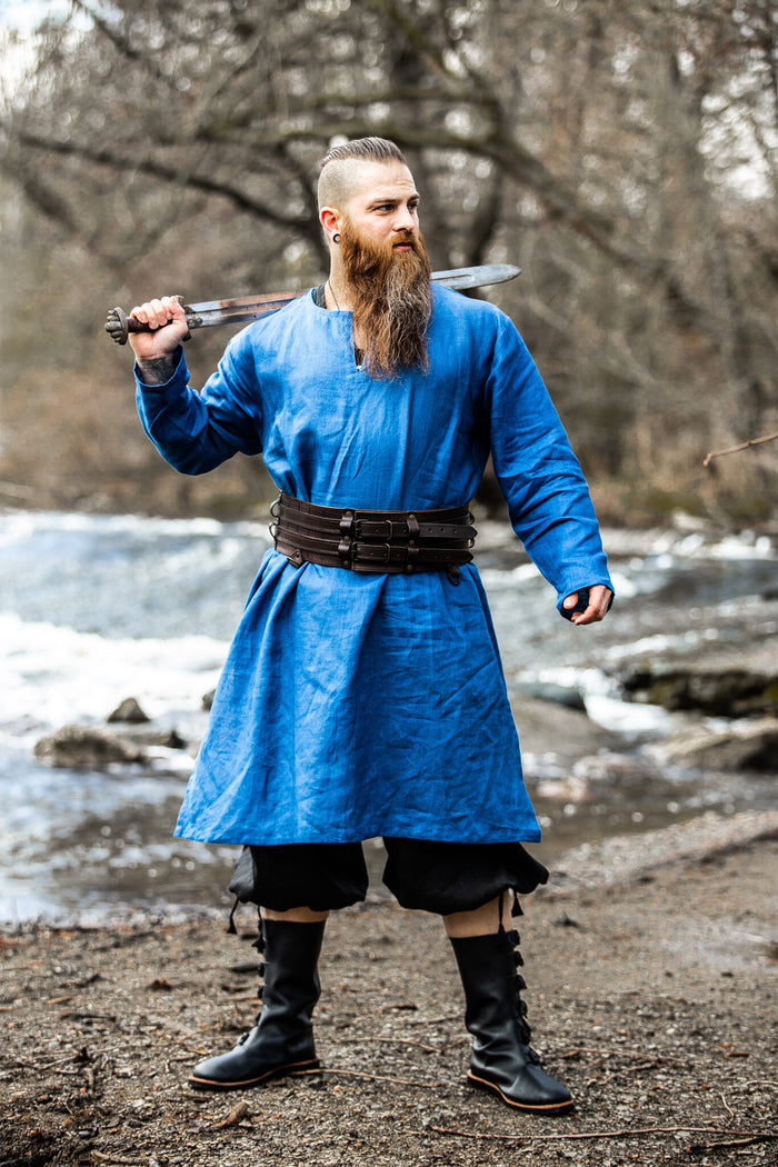 Thorsberg tunic Germanic, linen, blue