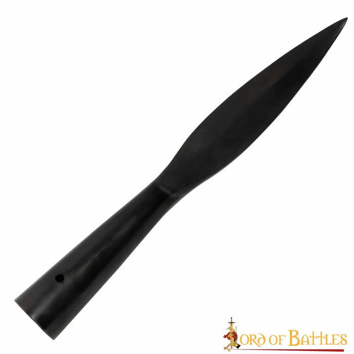 Early medieval leaf-shaped spearhead, bronzed, semi-sharp