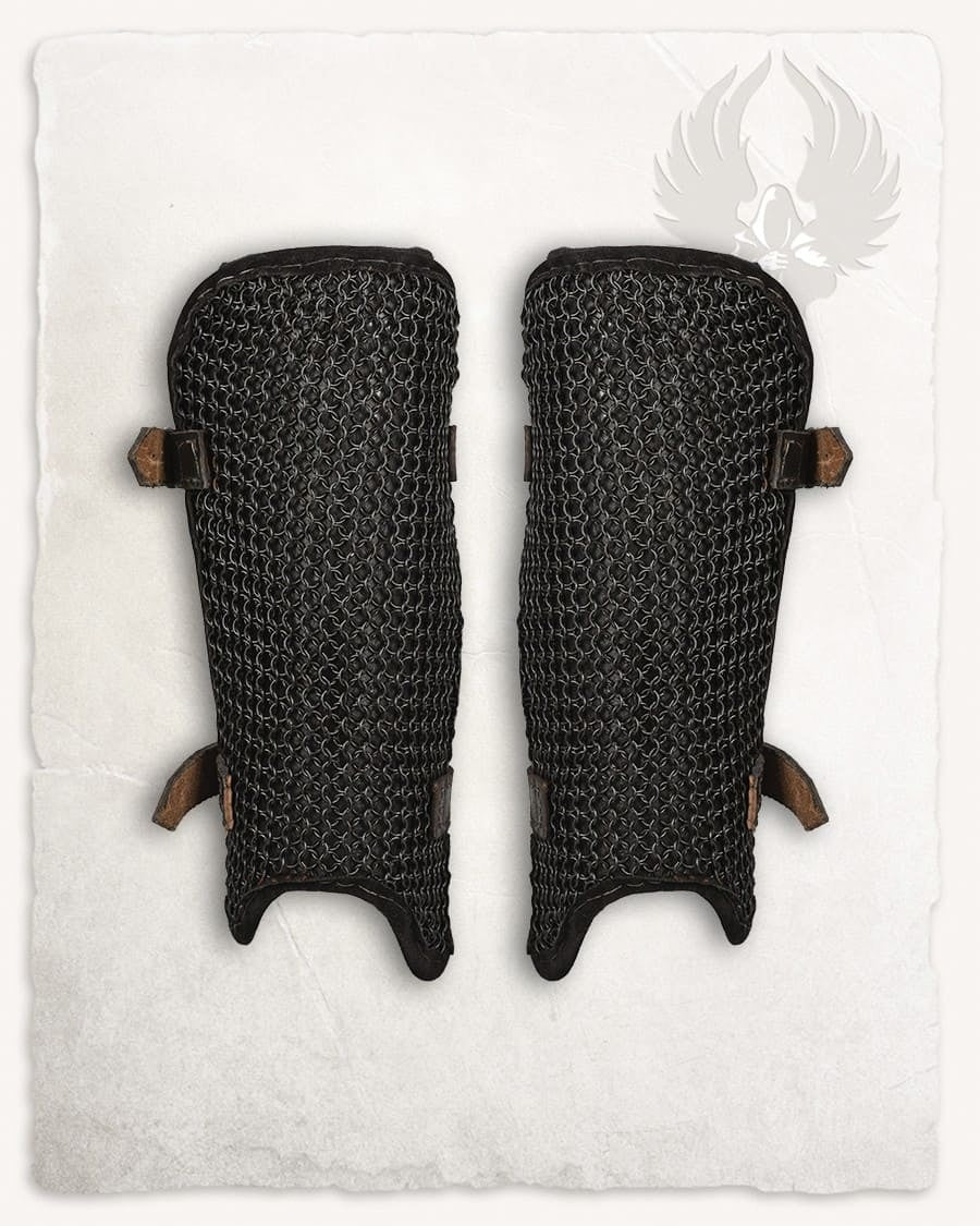 Chainmail greaves Connor, black, 8 mm