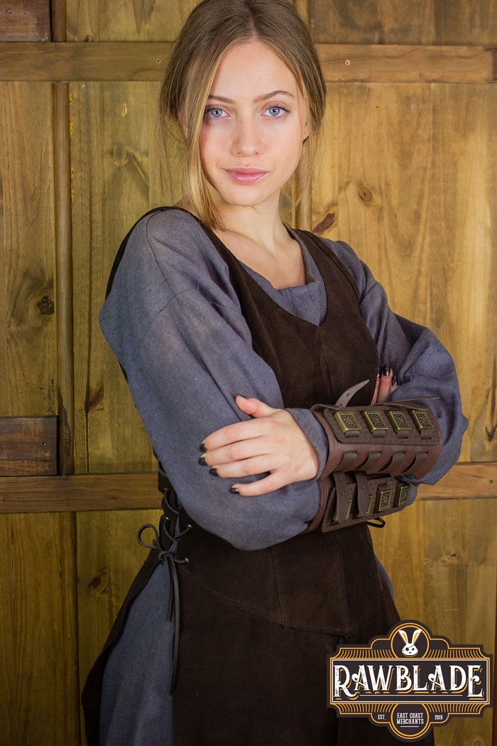 Split leather tabard Joanne, brown