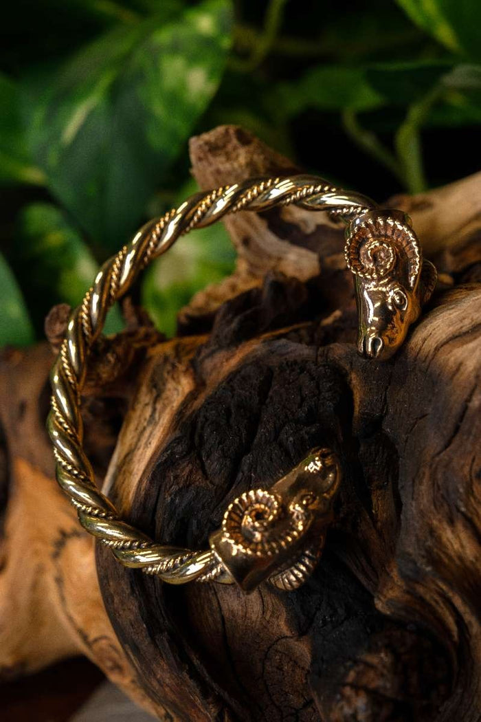 Viking bracelet with ram heads, bronze