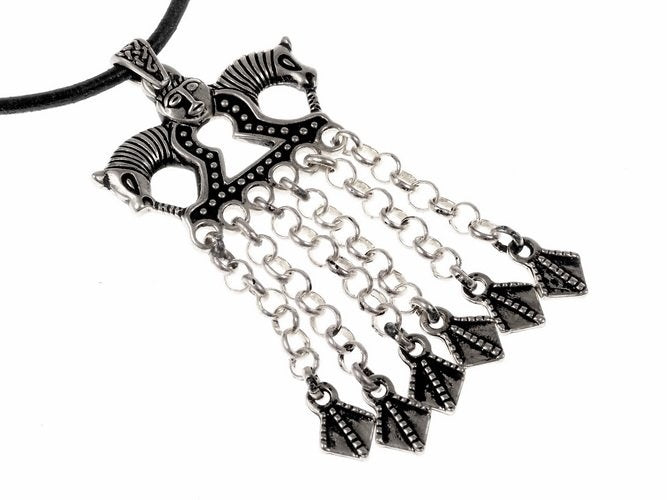 Viking Völva Horse Pendant Staraja Ladoga, silvered bronze