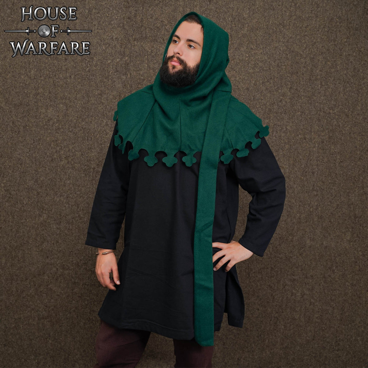 Late Medieval Liripipe Hood, Wool, Green