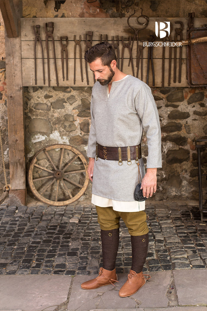 Viking tunic Lodin, gray, wool blend
