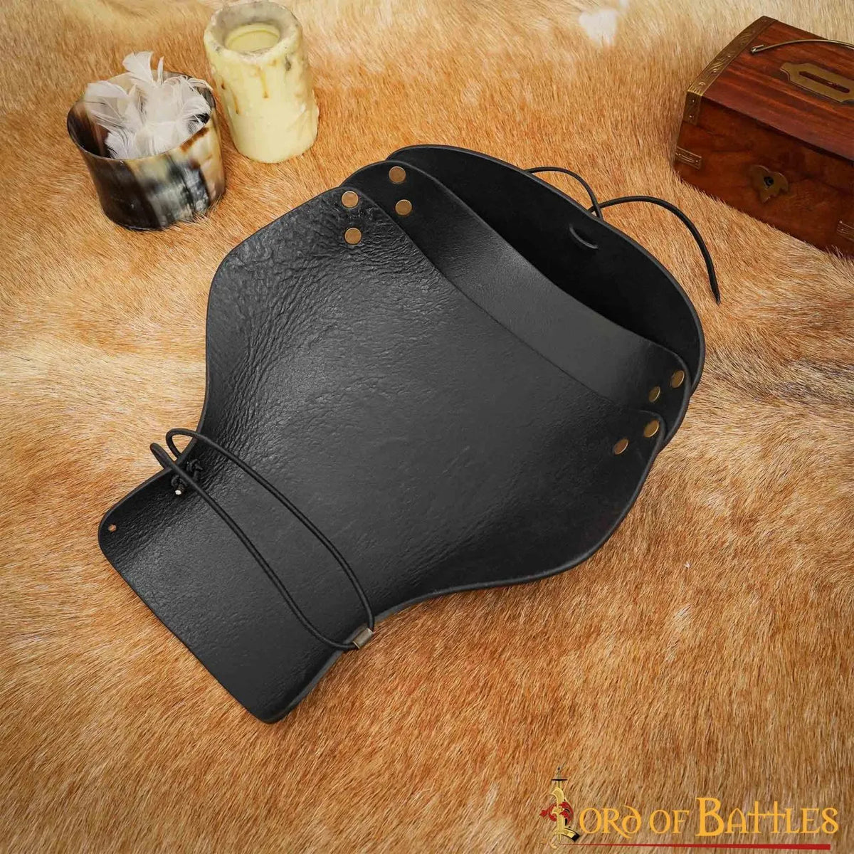 Leather Pauldron Yggdrasil Mjolnir, Brown