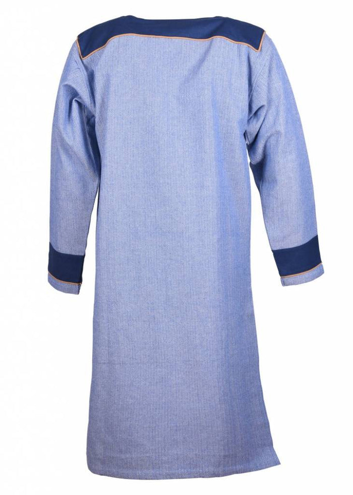Germanic Thorsberg tunic herringbone pattern, blue