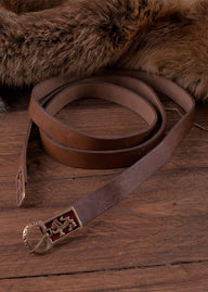 Enamelled medieval belt, 165 cm, brown