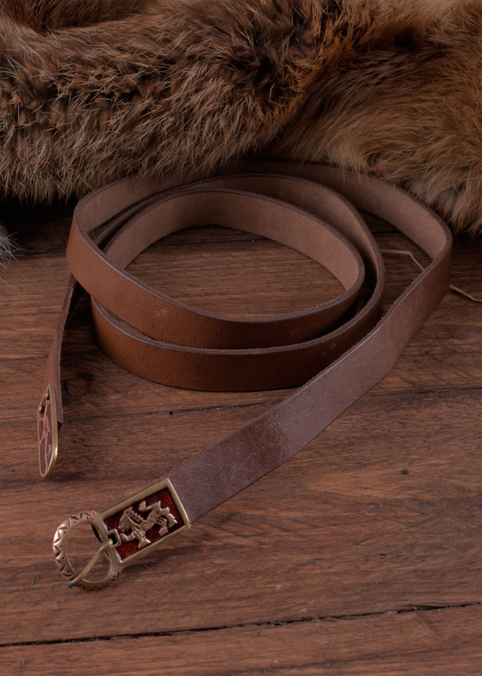 Enamelled medieval belt, 165 cm, brown