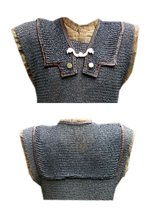 Chainmail shoulder doubling for lorica hamata, round rings-round rivets, 6 mm