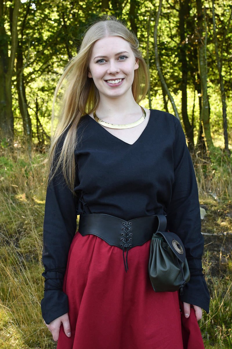 Middelalderlig bluse Aubrey, sort