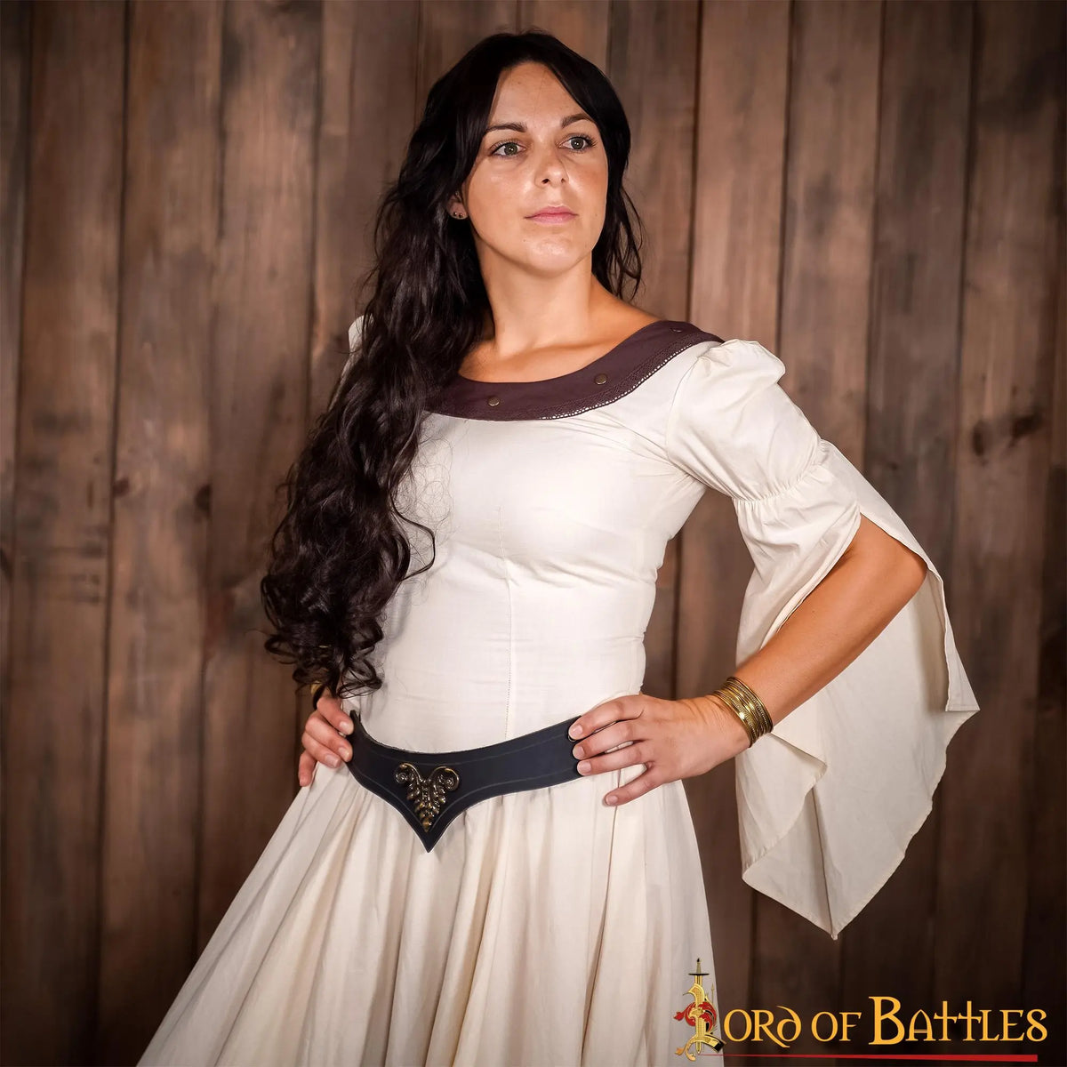 Leather tiara Estel, black
