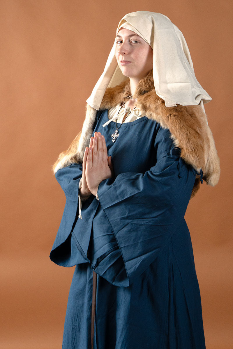 Robe gothique médiévale Iseult, bleue