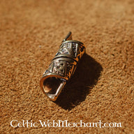 Beard bead with runic inscription, bronze