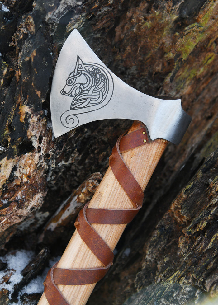 Viking axe, type G, engraved, semi-sharp
