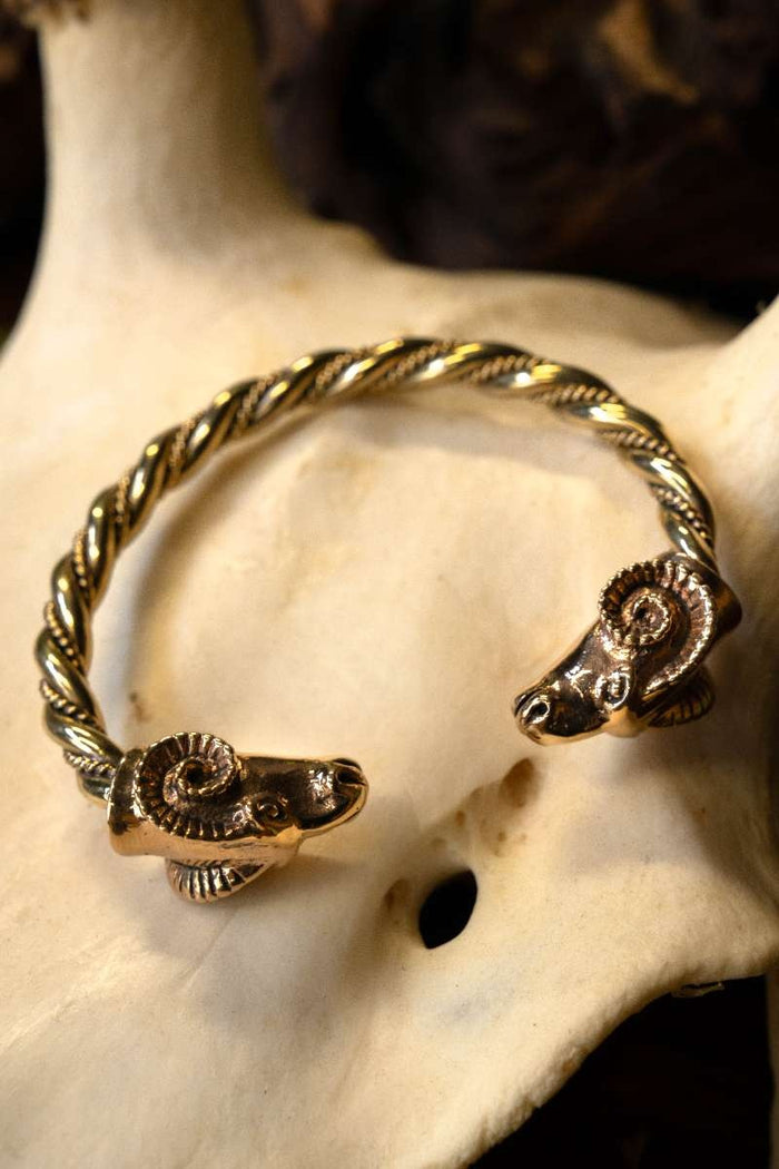 Viking bracelet with ram heads, bronze