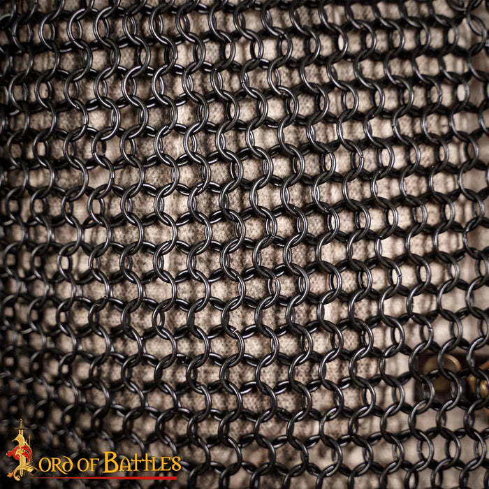 Hauberk with split, black, unriveted 10 mm