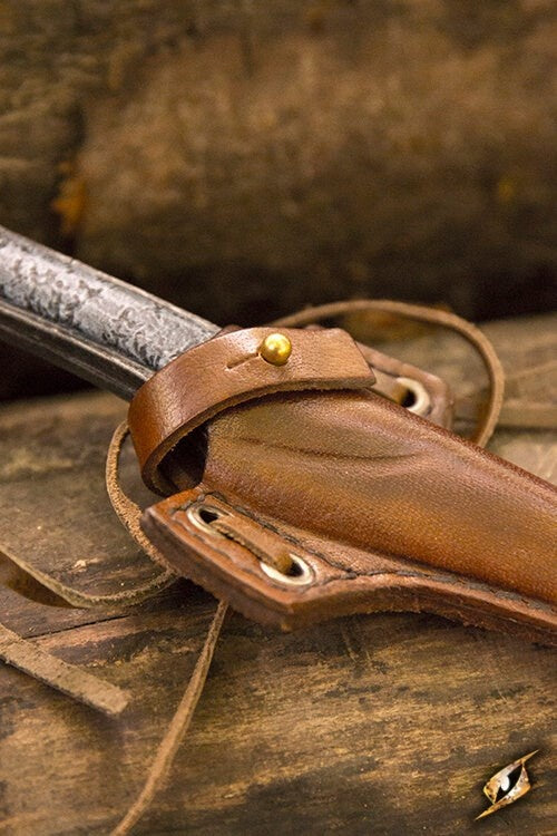 LARP cutthroat knife with holder, brown