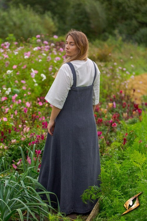 Viking apron dress Frida herringbone, dark grey