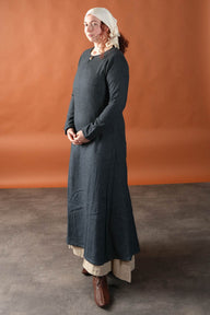 Viking dress Sigrun, diamond twill, wool mix, blue-black