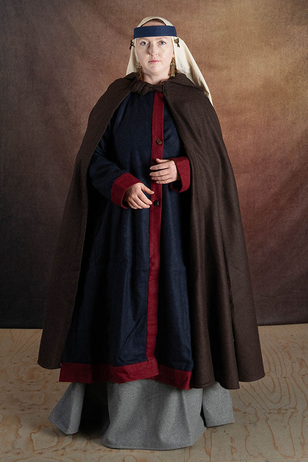 Medieval cloak Karen, wool blend, brown