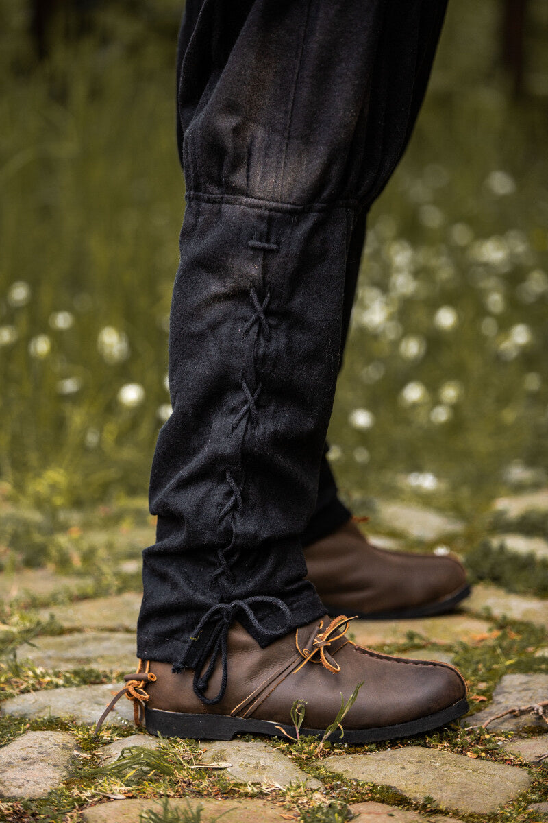 Pantaloni vichinghi Jorvik, neri, misto lana