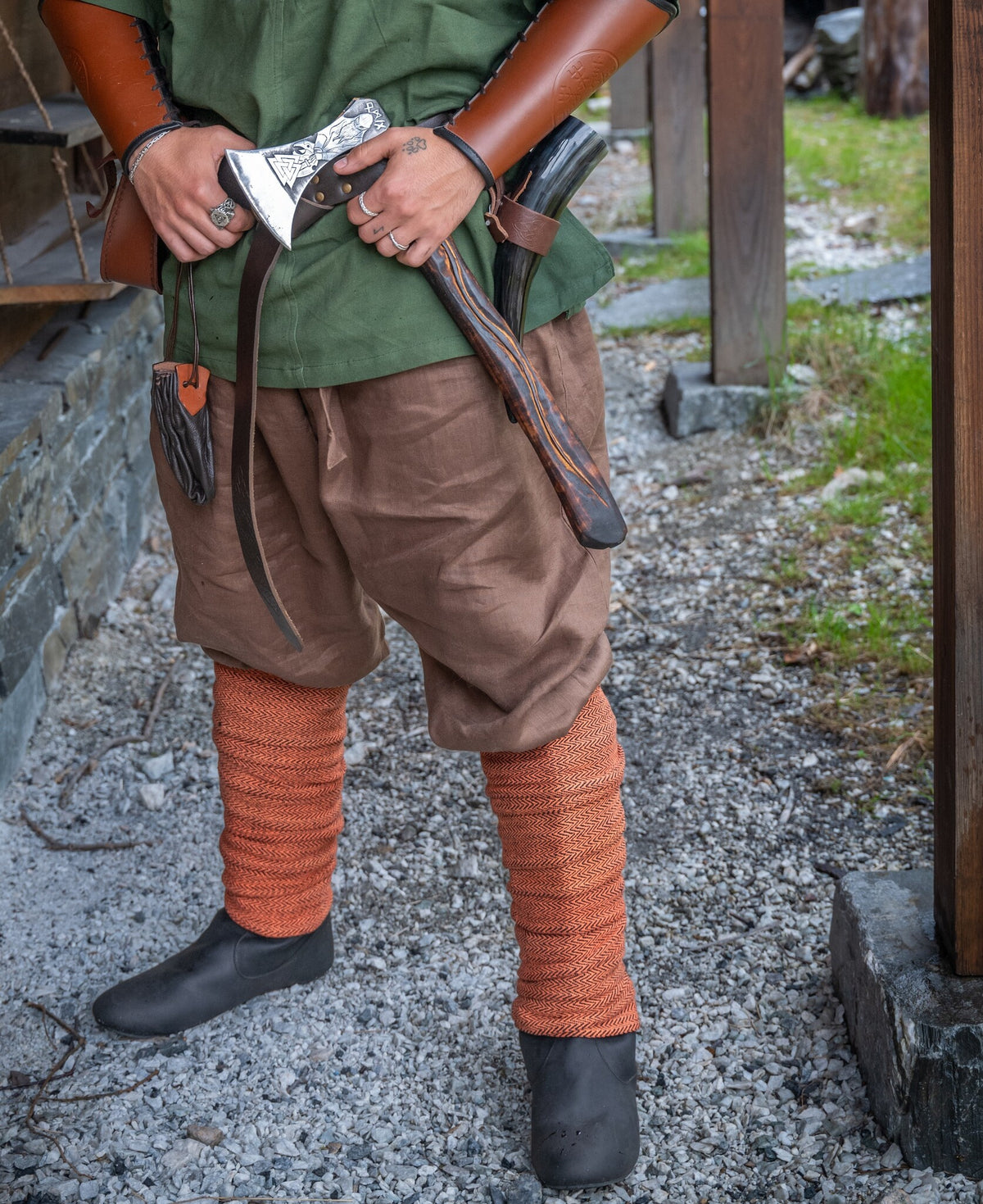 Linen Viking Trousers Odin, brown