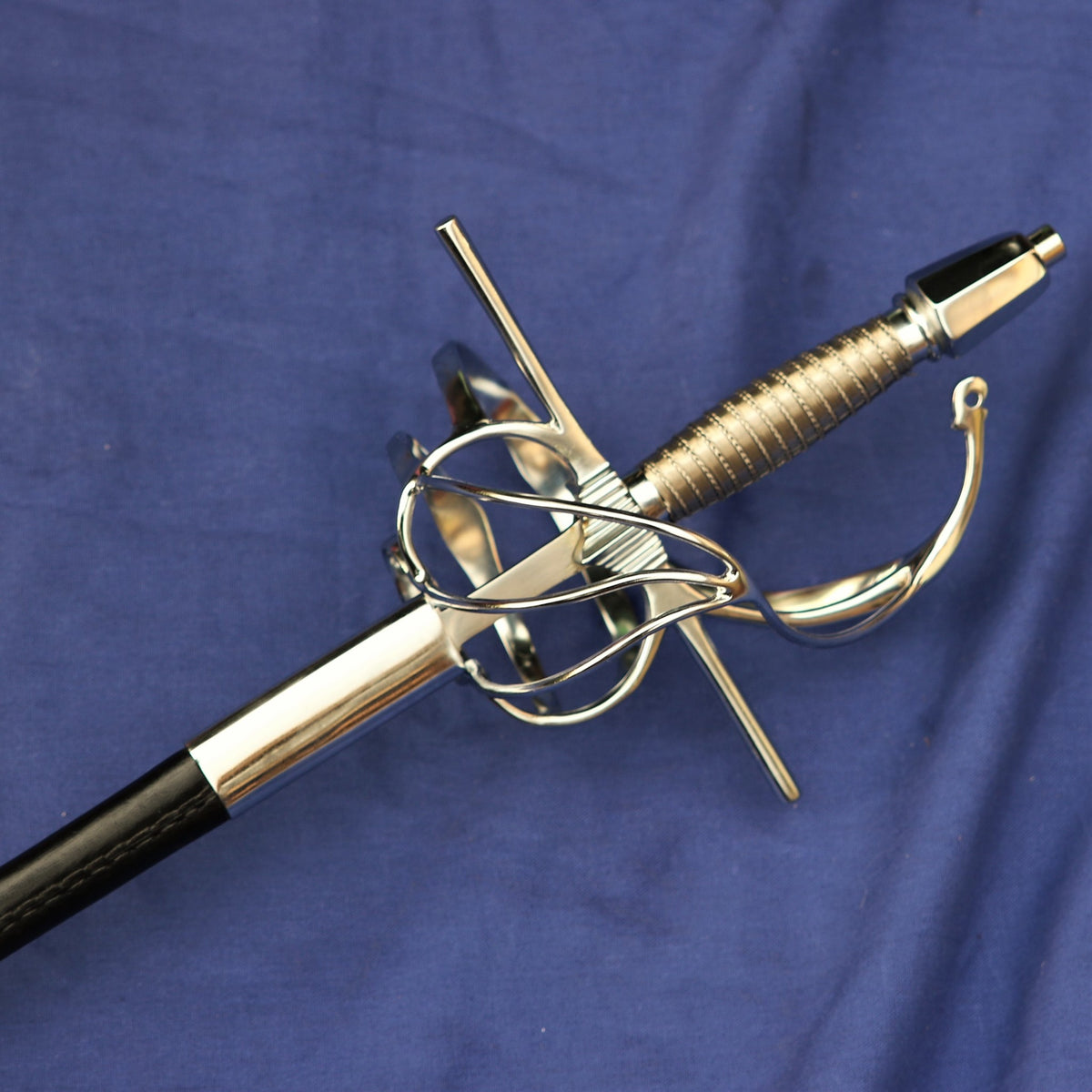 Rapier battle-ready with leather scabbard (blunt 3 mm)