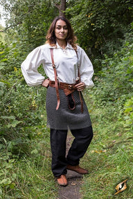 Chainmail skirt gousset with straps, butted rings, 9 mm