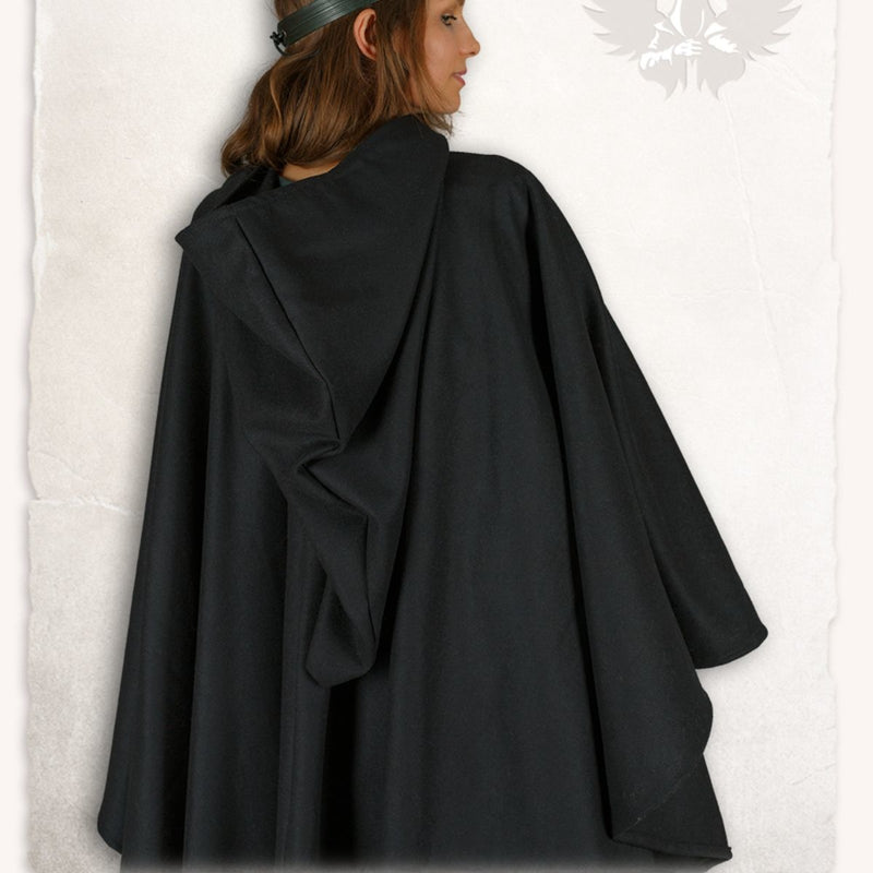 Medieval cape Kim, wool blend, black