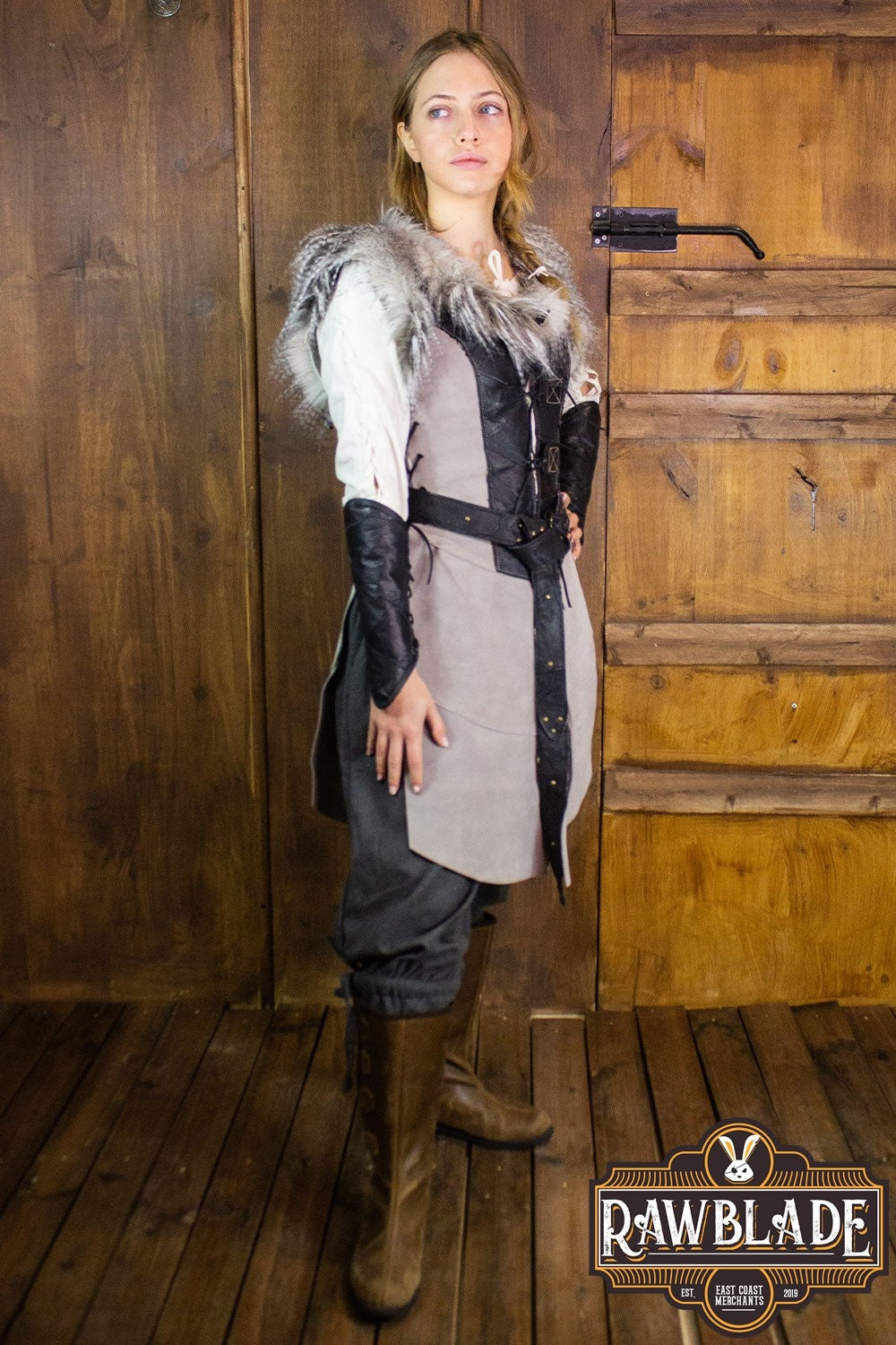 Owl Leather Jerkin, woman, black-grey