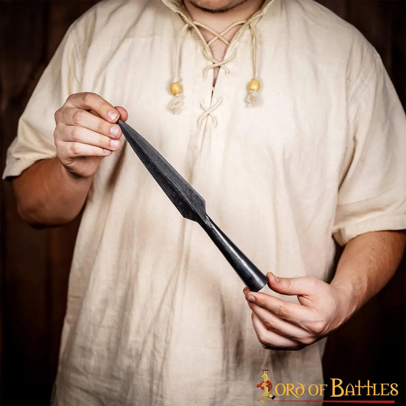 Punta de lanza altomedieval con alas, bronceada, semi-afilada