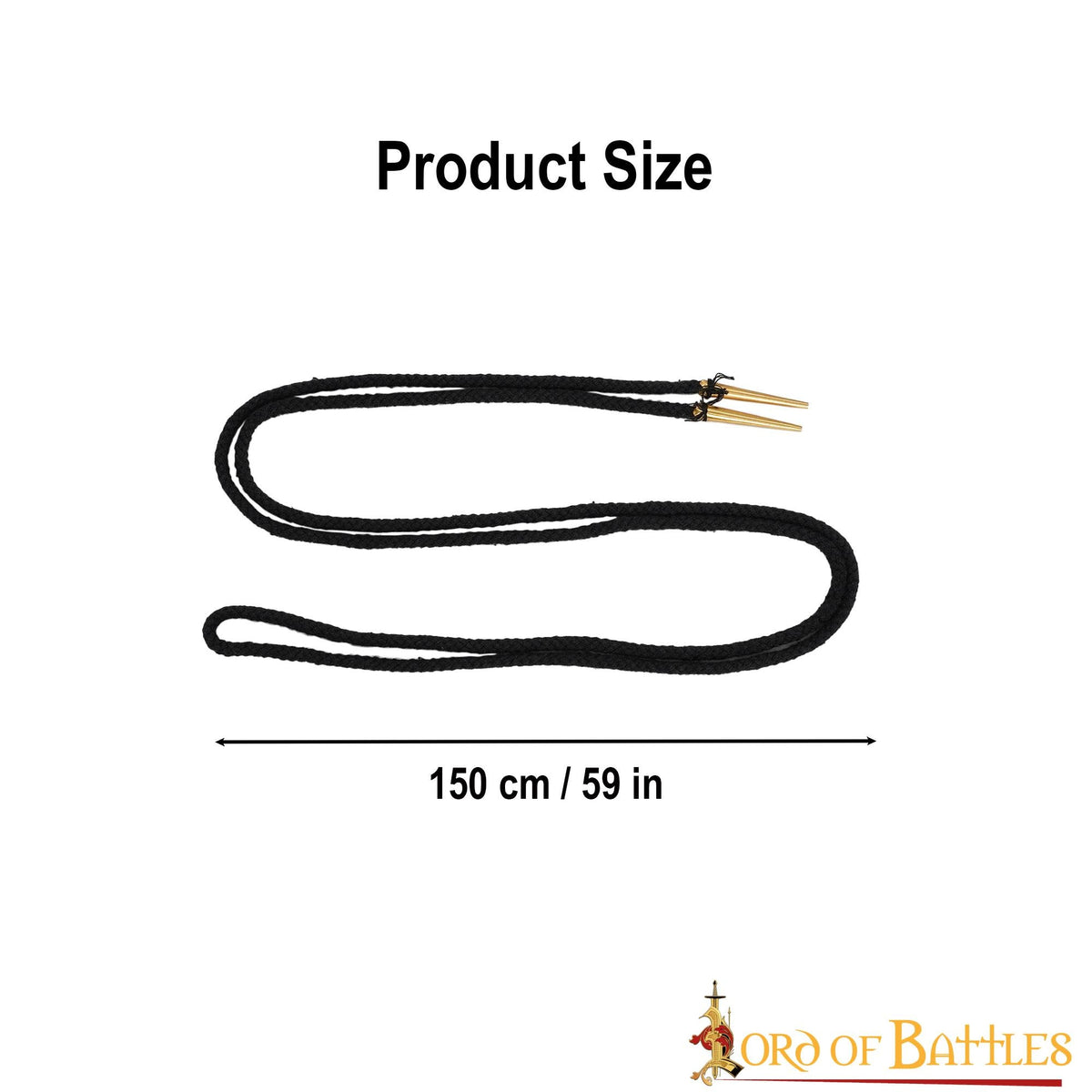 Laces with aiglets 150 cm, set of 5, black