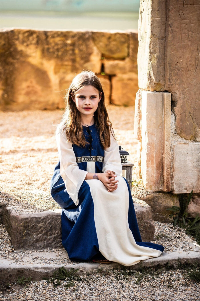 Girls dress Ariane, blue-white
