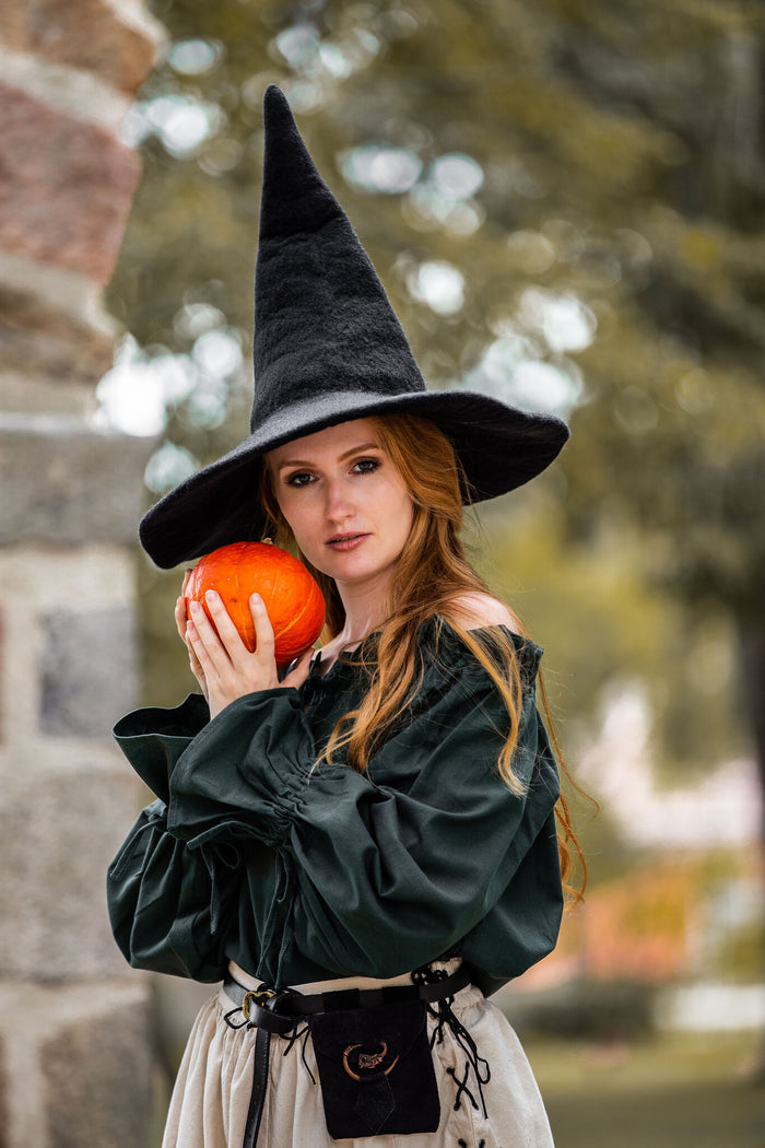 Witches hat, black, wool felt