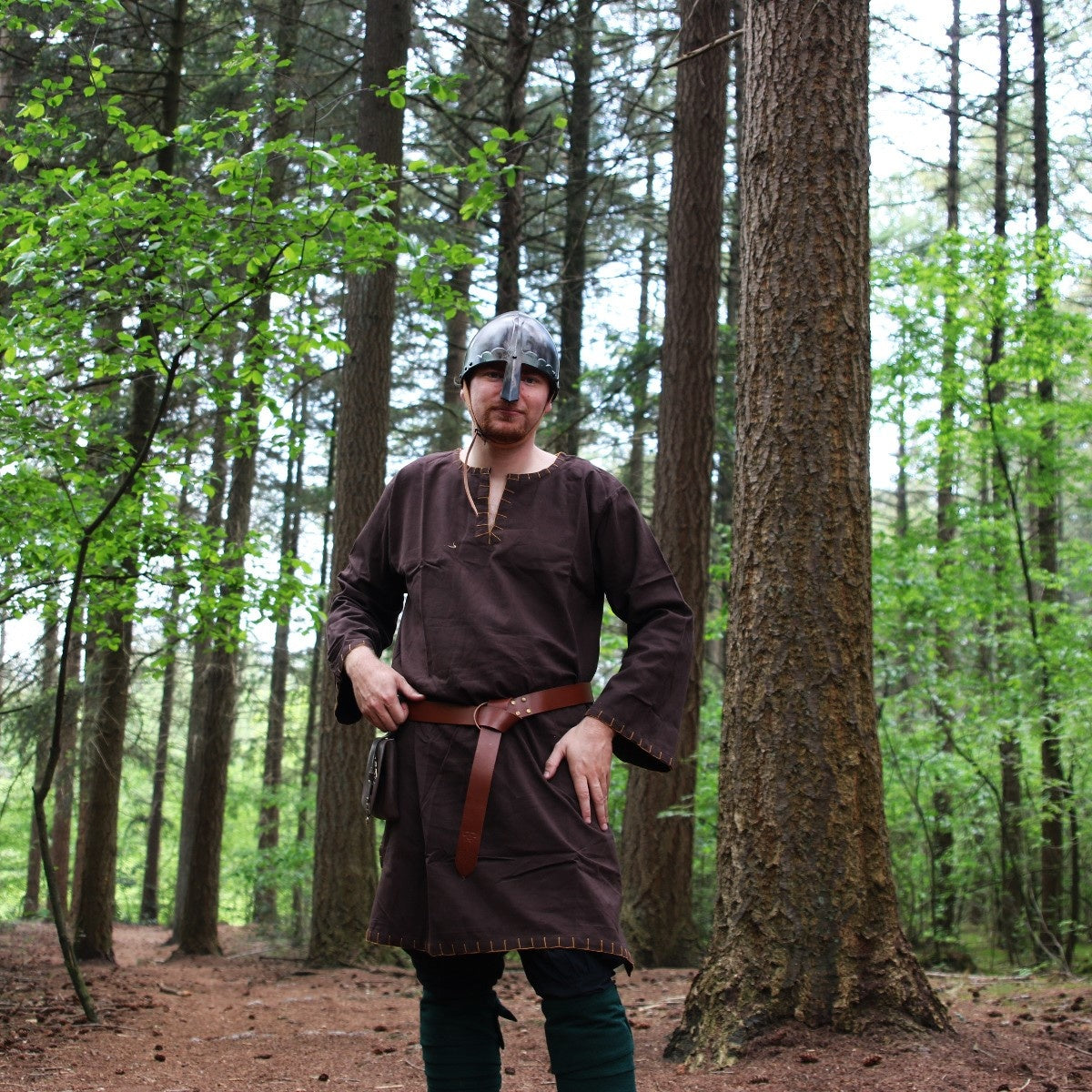 Germanic Thorsberg tunic with authentic hem, dark brown