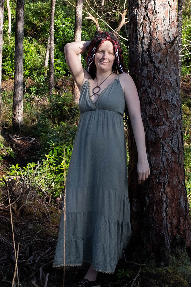 Goddess Dress Athena, nature green