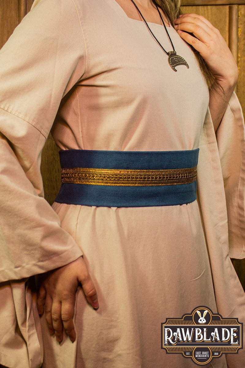 Cinturón textil Jeanne, azul-dorado