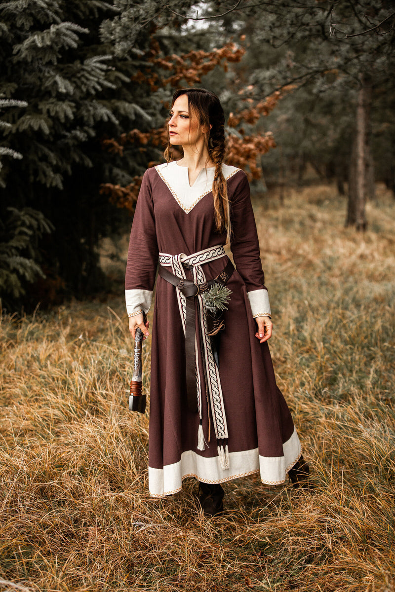 Abito vichingo Estrid, marrone-naturale