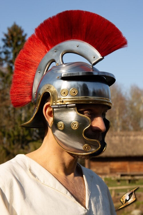 Roman legionary helmet with red crest, 1-1.2 mm