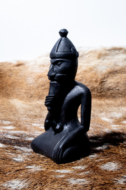 Wood carving Viking god Freyr